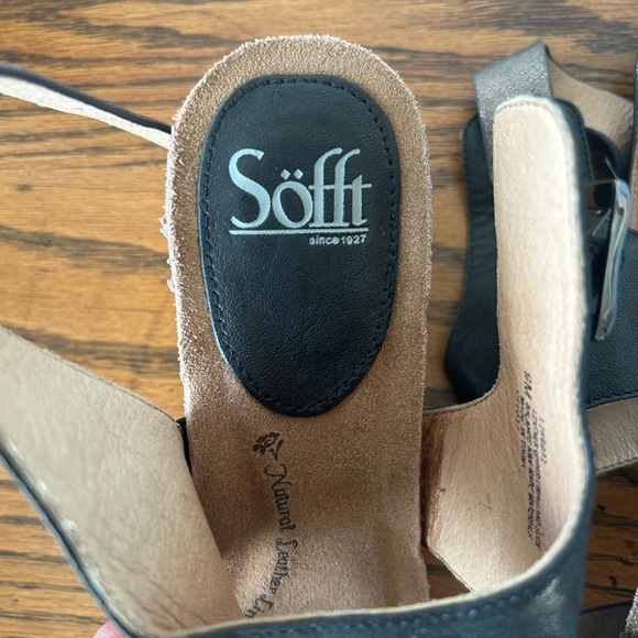 Sofft Vanita Leather Strappy Slingback Black and Metallic Copper Wedges 9 - Picture 3 of 13